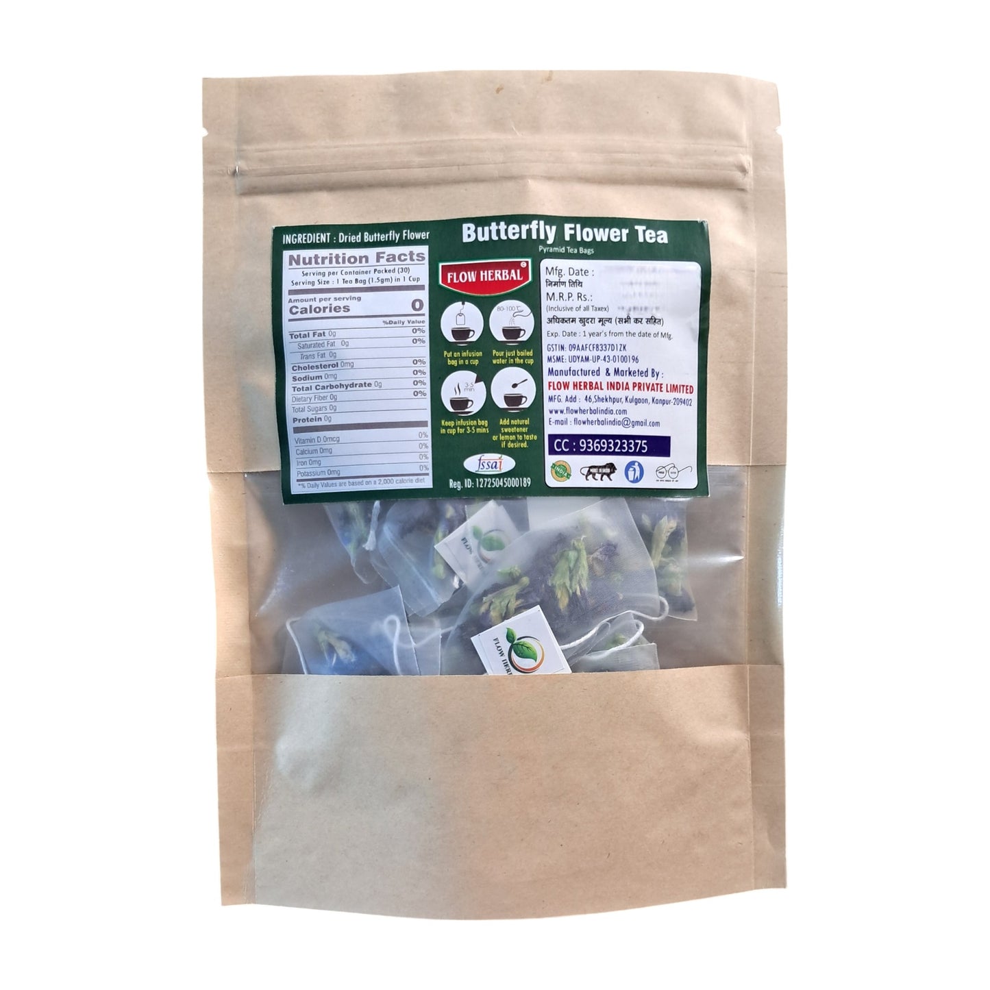 Butterfly Pea Flower Tea, 30 Pyramid Tea bags