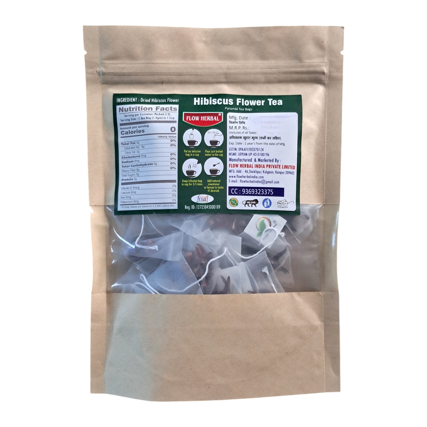 Hibiscus Flower Tea, 15 Pyramid Tea Bags