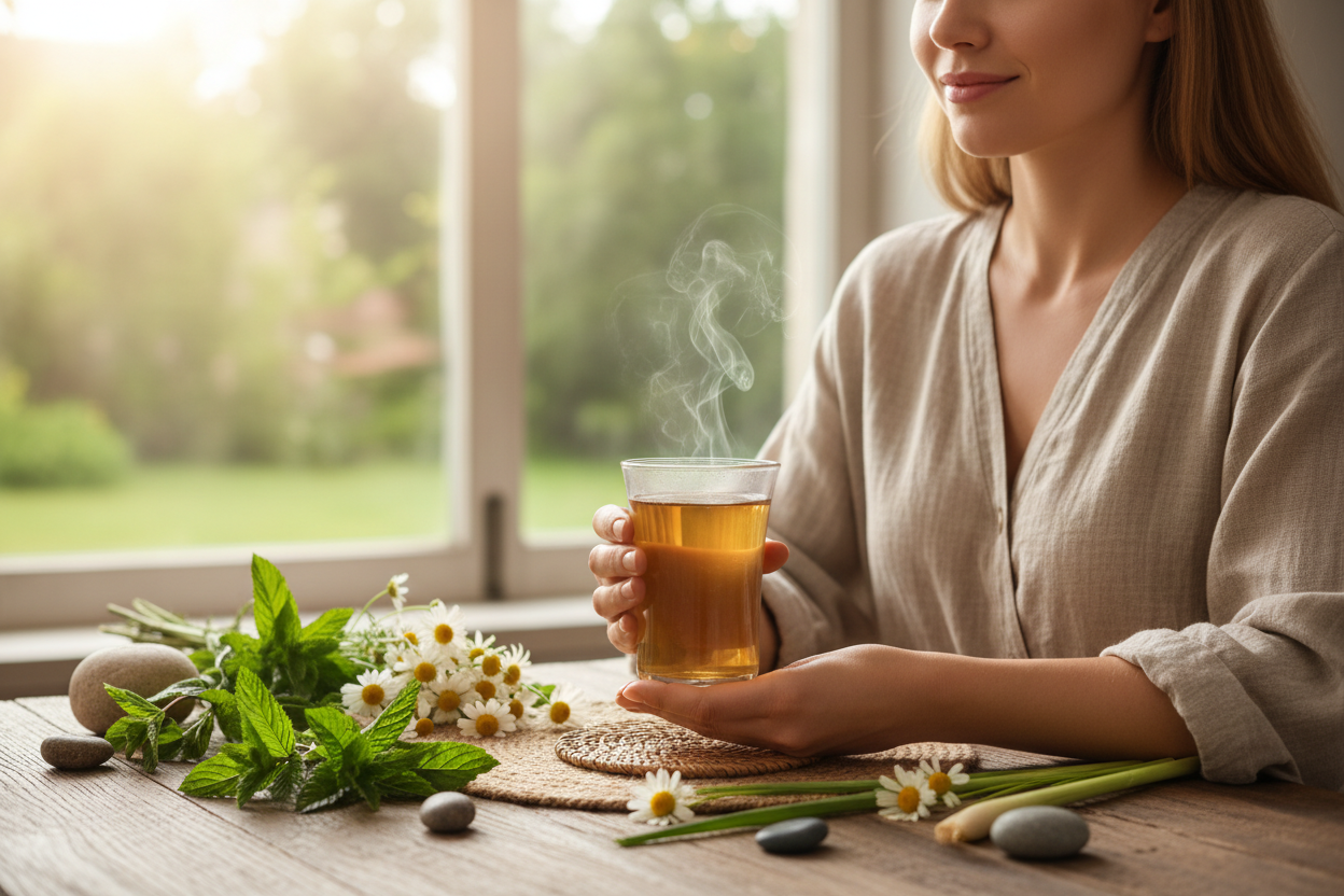 herbal tea with woman